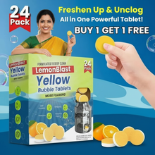 Load image into Gallery viewer, LemonBlast Yellow Bubble Tablets – Odor Eliminator + Blockage Remover 🔥12 + 12 Pack: Buy 1 Get 1 FREE!🔥