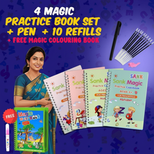 Load image into Gallery viewer, ✍️ Sank Magic Practice Book 📘 (4 BOOKS 📚, 1 PEN 🖊️, 1 GRIP ✋, 10 REFILLS 🧾)