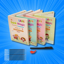 Load image into Gallery viewer, ✍️ Sank Magic Practice Book 📘 (4 BOOKS 📚, 1 PEN 🖊️, 1 GRIP ✋, 10 REFILLS 🧾)
