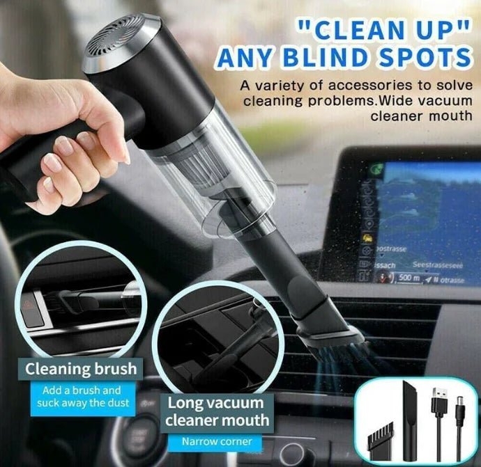 Ultimate 3-in-1 Car Mini Vacuum Cleaner: High Power Suction, Portable & Rechargeable