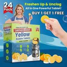 Load image into Gallery viewer, LemonBlast Yellow Bubble Tablets – Odor Eliminator + Blockage Remover 🔥12 + 12 Pack: Buy 1 Get 1 FREE!🔥
