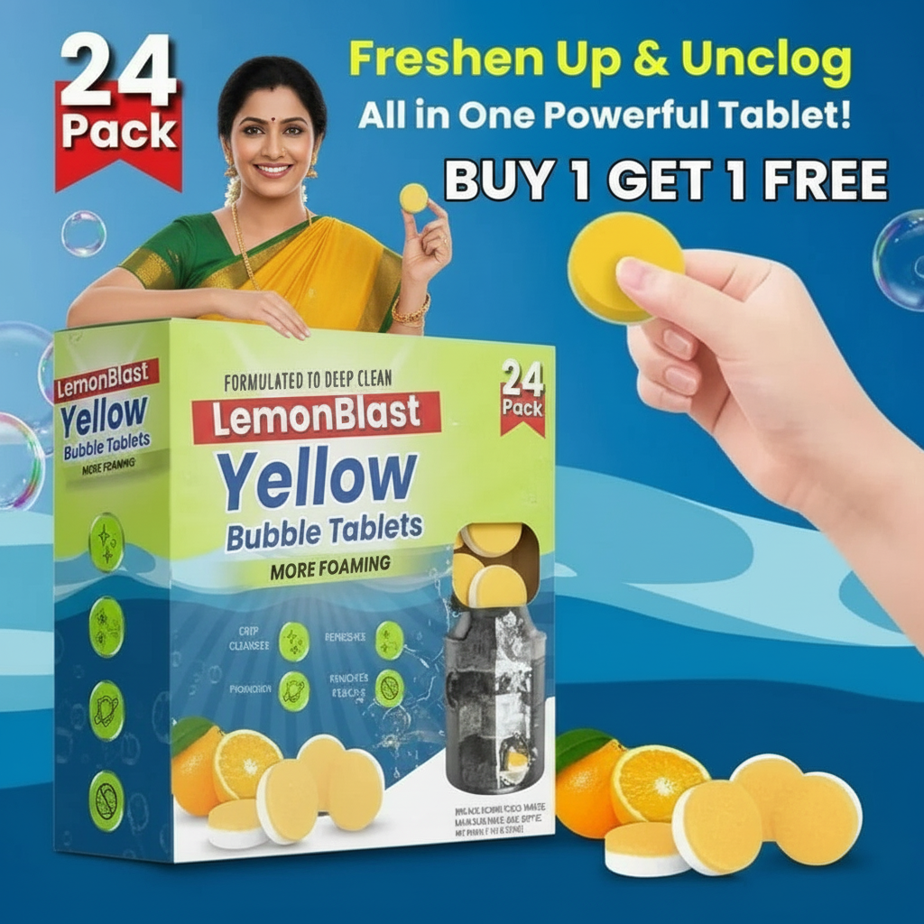 LemonBlast Yellow Bubble Tablets – Odor Eliminator + Blockage Remover 🔥12 + 12 Pack: Buy 1 Get 1 FREE!🔥